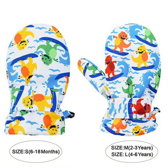 Splozh Toddler Boy Winter Mittens Toddler Mittens Waterproof Winter Gloves Toddler Snow Cartoon Gloves for Kids Baby Winter Mittens for Girls Boys Blue,6-24 Months