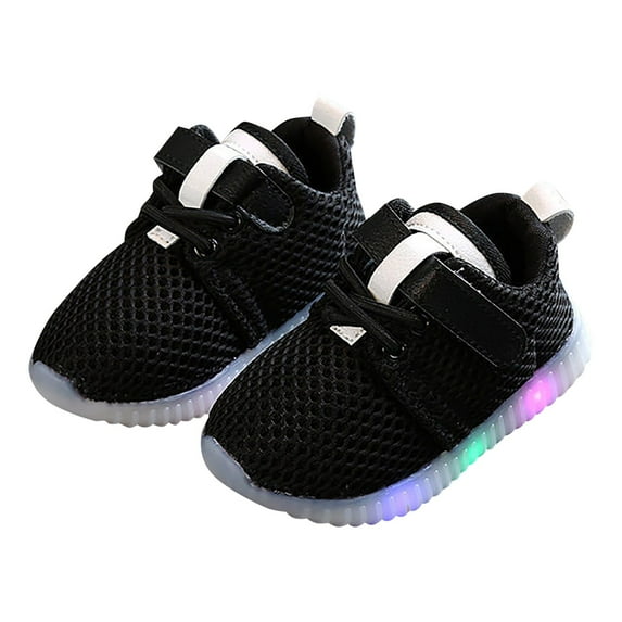 Splozh Toddler Boys Girls Light Up Shoes LED Flashing Lightweight Mesh Breathable Adorable Running Sneakers for Toddler and Little Kid (Black, 8 Toddler)