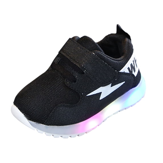 Splozh Toddler Boys Girls Light Up Shoes Led Flashing Lightweight Mesh Breathable Adorable Running Sneakers for Toddler,Black 12
