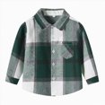 thumbnail image 1 of Splozh Toddler Boys Girls Shirts Flannel Jacket Plaid Long Sleeve Lapel Button Down Shacket Baby Coat Outwear Clothes Tops for Kids Toddler Boys Dress Shirt,Green,18-24 Months, 1 of 4