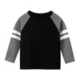 thumbnail image 1 of Splozh Toddler Boys Girls Tops Boys T Shirts Boys Shirts for Kids Cotton Long Sleeve T Shirts Pullover Tops Fashion Striped Shirts for Boys Black,6-8 Years, 1 of 3