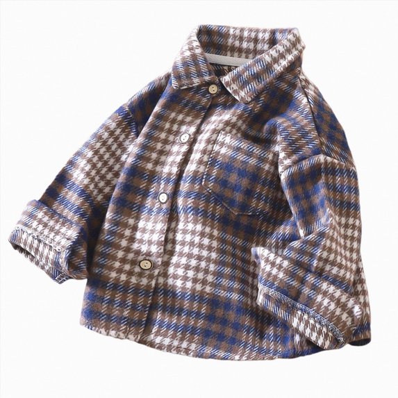 Splozh Toddler Boys Long Sleeve Shirt Flannel Plaid Button Down Jacket Shirts Tops Schoolwear Kids Jackets Boys,Blue,12-18 Months