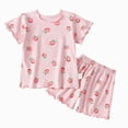 thumbnail image 1 of Splozh Toddler Boys Pajamas Summer Short Sleeve T-shirt Shorts Cute Dinosaur Pajamas Toddler Boys Short Sleeve Pjs Boys Loose Fit Pajamas,Pink,4-5 Years, 1 of 4