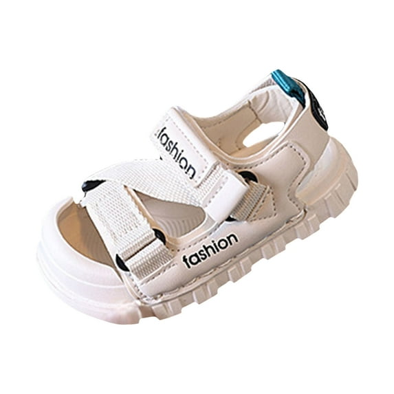 Splozh Toddler Boys Sandals Comfort Open Toe Non Slip Sandal Adjustable Back Strap Summer Beach Pool Shoes Outdoor,White 12