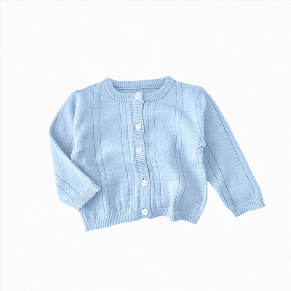 Splozh Toddler Cardigan 6 12 18 24 Months 2T 3T Newborn Infant Baby Girls Boys Knitted Sweater Fall Solid Cardigan Long Sleeve Coat,Sky Blue,12-18 Months