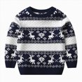 thumbnail image 1 of Splozh Toddler Christmas Sweater Boys Girls Winter Long Sleeve Cartoon Deer Jacquard Knit Sweater,Blue,3-4 Years, 1 of 5