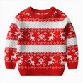 thumbnail image 1 of Splozh Toddler Christmas Sweater Boys Girls Winter Long Sleeve Cartoon Deer Jacquard Knit Sweater,Red,3-4 Years, 1 of 5