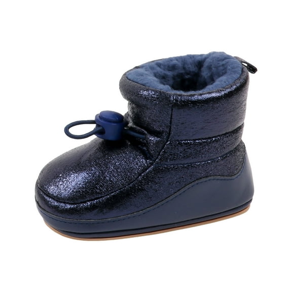 Splozh Toddler Cowgirl Boots Baby Walking Shoes with Fleece Warm and Comfortable Fit Adjustable Strap Blue,US 6