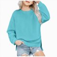 thumbnail image 1 of Splozh Toddler Crewneck Sweatshirt Girls Crew Neck Sweatshirt Long Sleeve Pullover Top 5-14 Years Sweatshirt Side Slit,Sky Blue,5-6 Years, 1 of 6