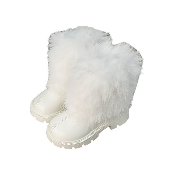 Splozh Toddler Dress Boots for Girls Children Winter New Warm Padded Girls Fashion Snow Boots Short Boots White,US 11.5