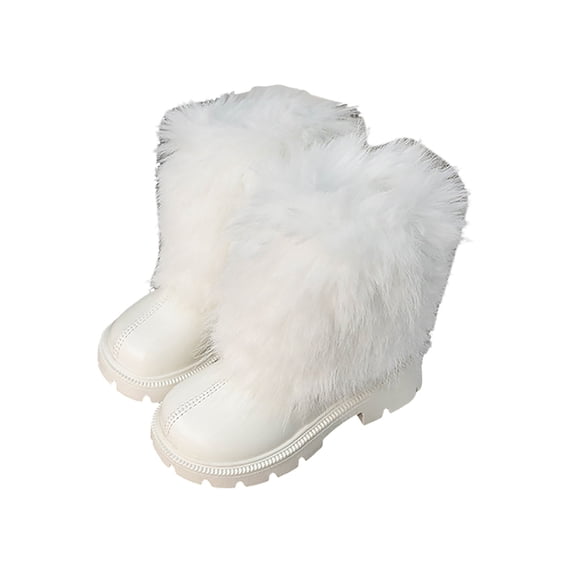 Splozh Toddler Dress Shoes Boys Children Winter New Warm Padded Girls Fashion Snow Boots Short Boots White,US 3.5