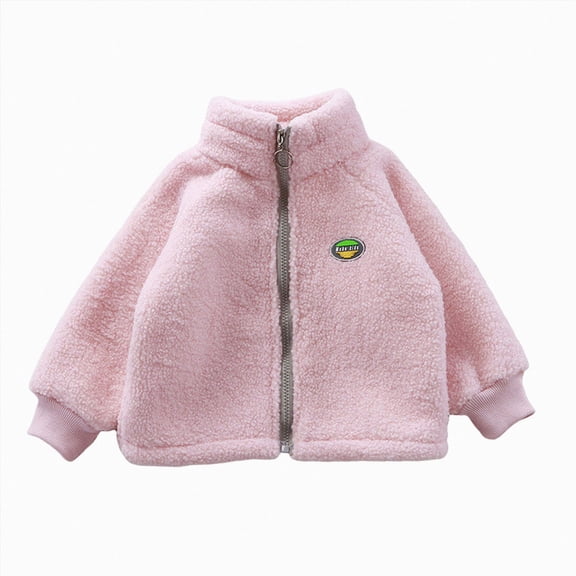 Splozh Toddler Fleece Jacket Boys Girls Soft Cute Fall Winter Clothes Fashion Zip Up Jacket Lightweight Coat Warm Baby Winter Coat,Pink,12-18 Months