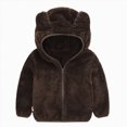 thumbnail image 1 of Splozh Toddler Fleece Jacket Fashion Children Long Sleeve Sweatshirt Fashion Pocket Hooded Sweatshirt Top Casual Solid Color Hooded Sweatshirt,Coffee,4-5 Years, 1 of 8