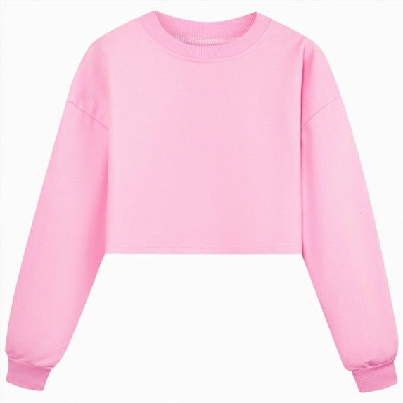 Splozh Toddler Girl Clothes 3-14 Years Girls' Loose Sports Casual Crop Top Casual Fall Winter Cute Shirts,Pink,6-7 Years