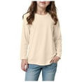 thumbnail image 1 of Splozh Toddler Girl Clothes Fall Girls Long Sleeve Tees Girls' Soft T Shirts Kids Basic Crewneck T Shirts Top for Teen Youth Girls Beige,12-18 Months, 1 of 5