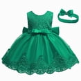 thumbnail image 1 of Splozh Toddler Girl Dress 3 6 12 18 Months Baby Girls Lace Bowknot Princess Wedding Formal Tutu Dress + Headband Set,Green,12-18 Months, 1 of 5