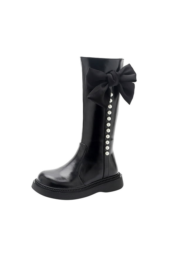 Toddler Girl Dress Boots Baby Cowboy Cowgirl Boots Infant Boots Toddler Boys Girls Round Toe Riding Mid Calf Boots All Seasons Back to School Shoes Black,US 12