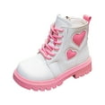 thumbnail image 1 of Splozh Toddler Girl Dress Boots Girls Combat Boots Side Zipper Lace Up Dress Girls Boots for Toddler/Little Kid/Big Kid Pink,US 10.5, 1 of 5
