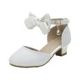 thumbnail image 1 of Splozh Toddler Girl Dress Shoes Little/Big Girl Princess Shoes Little Girl Hollow Bow Sandals Children Dance Performance Dress High Heels Beige,US 12, 1 of 7
