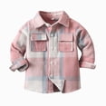 thumbnail image 1 of Splozh Toddler Girl Fall Clothes Plaid Flannel Shirt Jacket Long Sleeve Shacket Baby Boys Girls Shirt Coat Outwear Boys Jackets Baby Dress Shirt,Pink,4-5 Years, 1 of 9