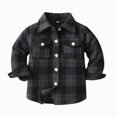 thumbnail image 1 of Splozh Toddler Girl Fall Clothes Plaid Flannel Shirt Jacket Long Sleeve Shacket Baby Boys Girls Shirt Coat Outwear Boys Jackets Baby Girl Jackets,Navy,0-6 Months, 1 of 3