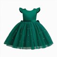 thumbnail image 1 of Splozh Toddler Girl Fall Dresses Fashion Girls Adorable Solid Color Pearl Wedding Flower Girl Dress,Green,5-6 Years, 1 of 6
