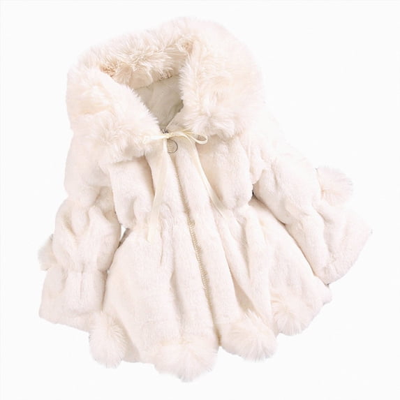 Splozh Toddler Girl Fall Jacket Fashion Kids Toddler Baby Girls Winter Warm Thick Solid Long Sleeve Fleece Clothes Coat Jacket,White,2-3 Years