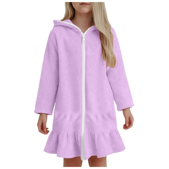 Splozh Toddler Girl Fall Long Sleeve Cotton Dress Toddler Girl Long Sleeve Dress Cotton Casual Basic Tunic Dresses Dress Kids Fall Winter Clothes Purple,2-3 Years