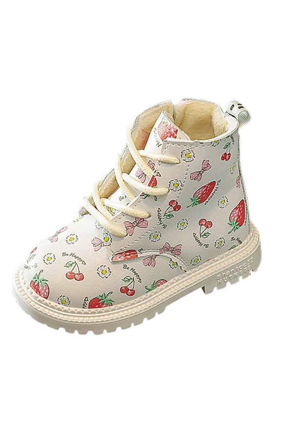 Toddler Girl Fashion Boots Fall Winter Children's Boots Leather Boots Girls Cotton Boots Toddler Baby Walking Shoes Back to School Shoes White,US 12