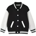 thumbnail image 1 of Splozh Toddler Girl Jackets Bomber Jacket Varsity Cardigan Lightweight Coat Snap Button Sweatshirts Black,5-6 Years, 1 of 7