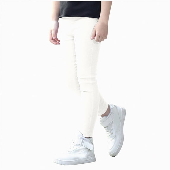 Splozh Toddler Girl Leggings Fashion Cute Kids Girls Stretch Pencil Skinny Pants Stretchy Pants Trouser Bottoms Tights Pants,White,7-8 Years
