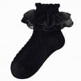 thumbnail image 1 of Splozh Toddler Girl Ruffle Socks Girls Ruffle Socks Toddler Girl Double Lace Frilly Dress Socks Turn Cuff Pageant Sock 4-6 Years,Black, 1 of 4