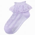thumbnail image 1 of Splozh Toddler Girl Socks Girls Ruffle Socks Toddler Ruffle Socks Baby Kids Double Layers Lace Dress Sock Cotton Fluffy Dance Sock 7-9 Years,Purple, 1 of 5