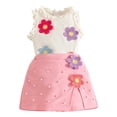 thumbnail image 1 of Splozh Toddler Girl Summer Clothes Toddler Girl Outfits Sleeveless T-shirt Tops and Pleated Skirt 2Pcs Baby Summer Clothes Pink,9-12 Months, 1 of 9