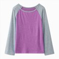 thumbnail image 1 of Splozh Toddler Girl Tshirt Fashion Soft Little Girls Casual Long Sleeve Raglan Sleeve T Shirts Crewneck Tunic Tops Kids Teen Color Block Tee Blouses,Purple,6-7 Years, 1 of 9