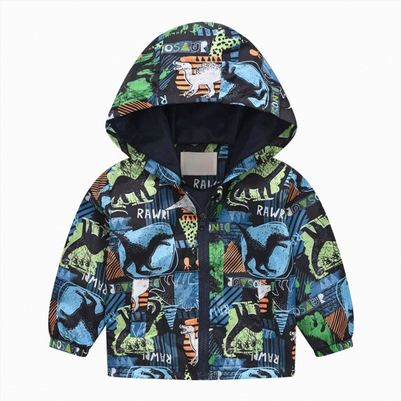 Splozh Toddler Girl Windbreaker Jacket with Hood Fashion Cute Toddler Rain Jacket Cartoon Windbreaker Coat Baby Girl Boy Zip Hooded Outerwear Fall Raincoat,Dark Blue,3-4 Years