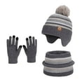 thumbnail image 1 of Splozh Toddler Girl Winter Beanie Winter Hat Scarf Gloves Set Knit Hat Fleece Lined for Child Grey,4-10 Years, 1 of 9