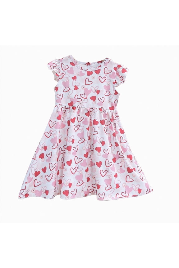 Toddler Girls Clothes 1-10 Years Girls' Summer Dress with Flowing Sleeves Floral Pattern Dress,Purple,18-24 Months