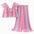 thumbnail image 1 of Splozh Toddler Girls Clothes 3T 4T 5T 6T 7T 8T Children's Fashion Rainbow Colored Tank Top and Pants Two Piece Set for Girls,Multicolour,4-5 Years, 1 of 9