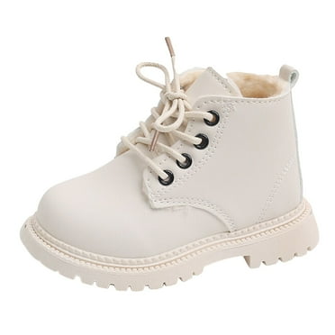 Splozh Toddler Girls Combat Boots Leather Ankle Booties Lace-Up Zip-Up Comfortable Fashion Booties(Toddler/Little Kid) Beige,22