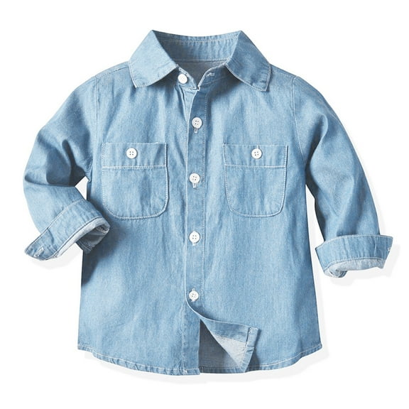 Splozh Toddler Girls Denim Jacket Boys Long Sleeved Jacket Fashionable and Thin Denim Long Sleeved Casual Jacket Blue,5-6 Years