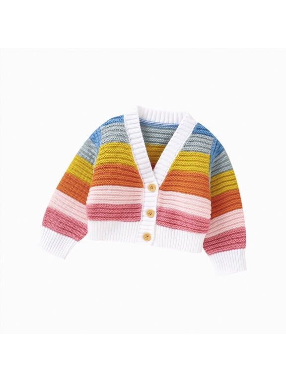 Toddler Girls Knit Cardigan, Long Sleeve Sweater Warm Cotton Spring and Fall Daily Outerwear for Baby Kids Cardigan,White,6-9 Months