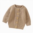 thumbnail image 1 of Splozh Toddler Girls Knit Cardigan Sweater Soft and Warm Spring Fall Outdoor and Winter Indoor Daily Casual Baby Sweatshirt,Coffee,12-18 Months, 1 of 9