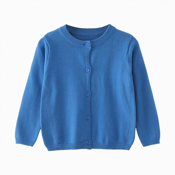 Splozh Toddler Girls Knit Cardigan Sweater Soft and Warm Spring Fall Outdoor and Winter Indoor Daily Casual Girls Sweaters,Blue,6-12 Months
