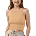 thumbnail image 1 of Splozh Toddler Girls Tank Tops Girls Athletic Tank Tops Sleeveless Round Neck Basic Cute Dance Crop Tops for Kids 9-10 Years,Yellow, 1 of 4