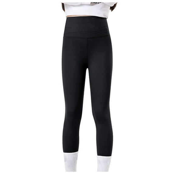 Splozh Toddler Girls Tights Girls Cotton Leggings Kids Pull On Leggings Stretchy Full Length Footless Soft Tights Pants Black,9-12 Years