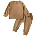 thumbnail image 1 of Splozh Toddler Kid Girl Outfits Clothes Baby Toddler Girl Clothes Outfits Kids Sweatshirt Set Pants Little Girls Clothes Toddler Outfit for Girls Brown,18-24 Months, 1 of 5