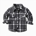 thumbnail image 1 of Splozh Toddler Kids Baby Boys Girls Flannel Plaid Shirt Jacket Long Sleeve Button Down Tops Coat Fall Winter Clothes Toddler Lightweight Jacket,Black,6-12 Months, 1 of 5