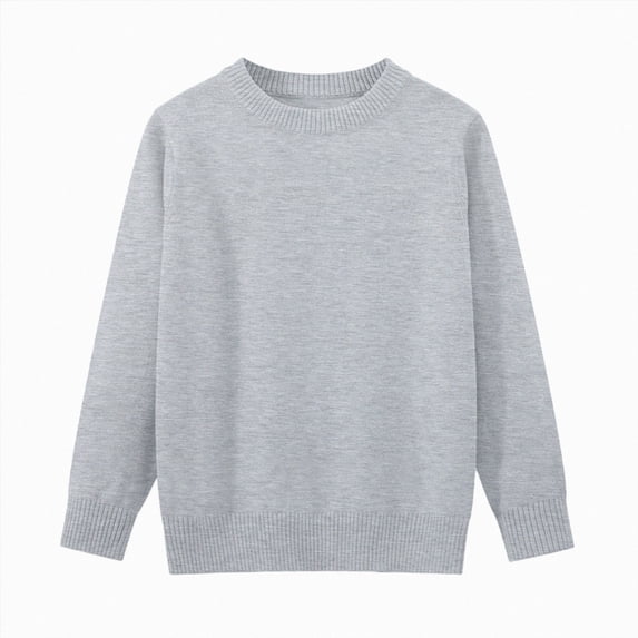 Splozh Toddler Kids Sweater Comfortable Warm Knitted Sweater Boys Girls Solid Color Basic Sweater,Grey,5-7 Years