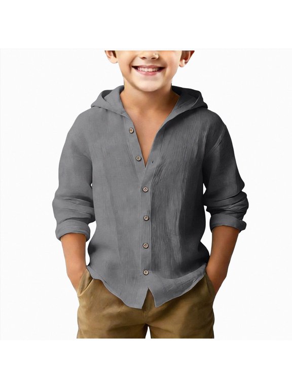 Toddler Long Sleeve Shirt Boys Long Sleeve Shirts Kids Fashion Fall Tops Crewneck Tees Boys Fashion Fall Tops,Grey,14-15 Years